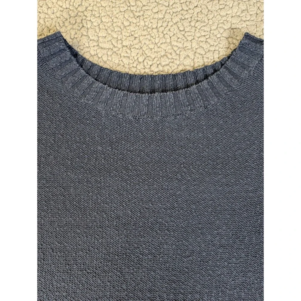 J Jill Short Sleeve Sweater Womens Navy Blouse Top Size XL Tall 100% Cotton